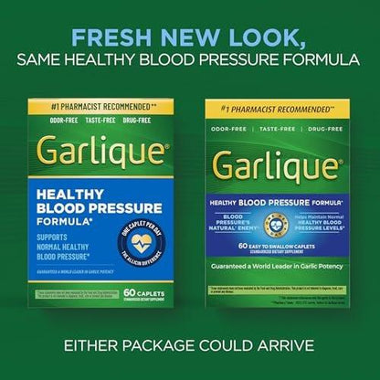Garlique Knoblauchextrakt Nahrungsergänzungsmittel, Gesunder Blutdruck Formel, Geruchlos & Vegan, 60 Kapseln