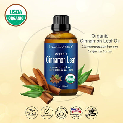 Bio Zimt ätherisches Öl 30 ml - Reines, natürliches Öl für Aromatherapie, Diffuser, DIY, Kerzen- und Seifenherstellung - Nexon Botanics