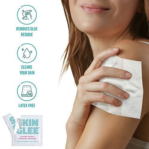 Not Just A Patch Skin Glee Adhesive Remover für die Haut (40er-Pack) – Hypoallergene Alkoholtücher für CGM-Geräte, Verbände, Stomapflaster und Klebstoffe – Sanfter, tragbarer Hautreiniger