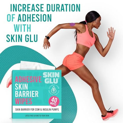 Not Just A Patch Skin Glee Adhesive Remover für die Haut (40er-Pack) – Hypoallergene Alkoholtücher für CGM-Geräte, Verbände, Stomapflaster und Klebstoffe – Sanfter, tragbarer Hautreiniger
