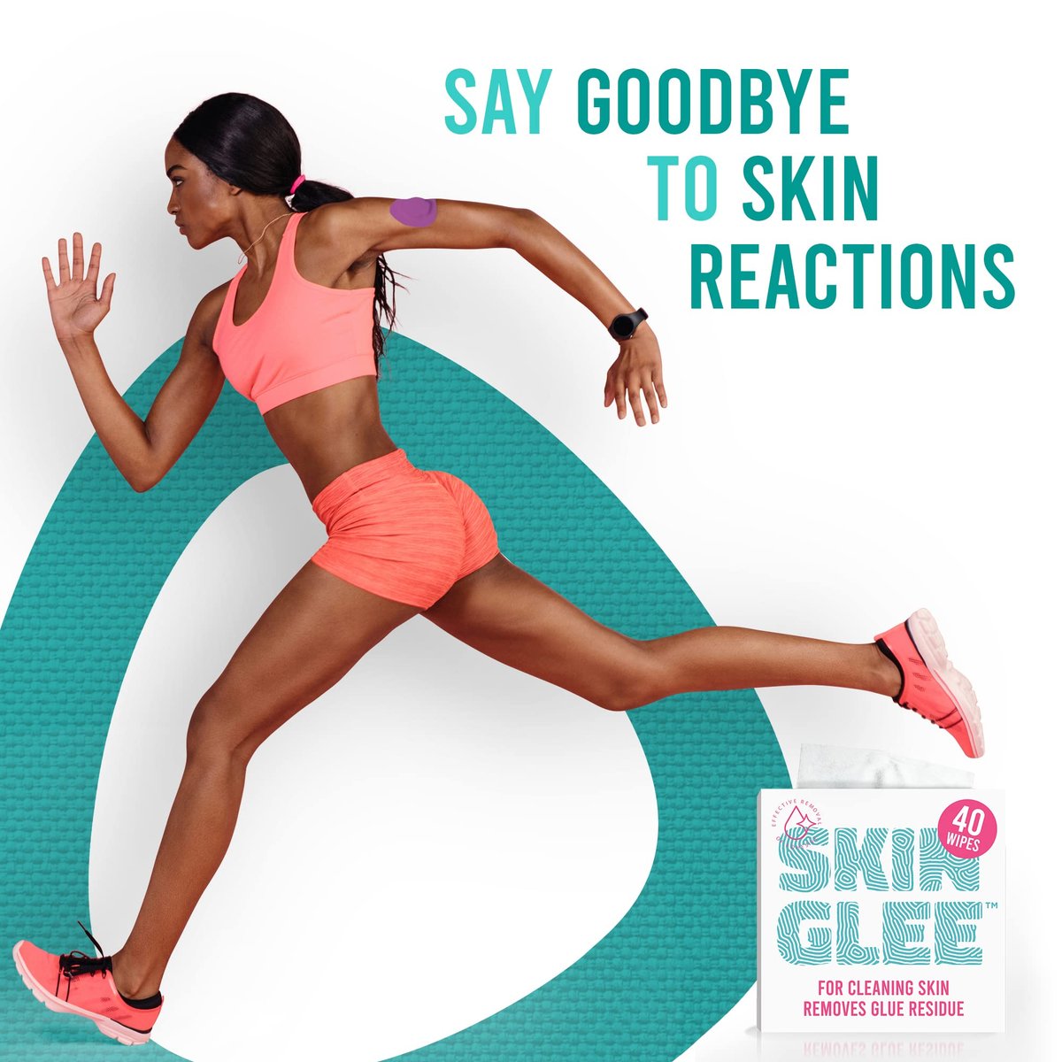 Not Just A Patch Skin Glee Adhesive Remover für die Haut (40er-Pack) – Hypoallergene Alkoholtücher für CGM-Geräte, Verbände, Stomapflaster und Klebstoffe – Sanfter, tragbarer Hautreiniger
