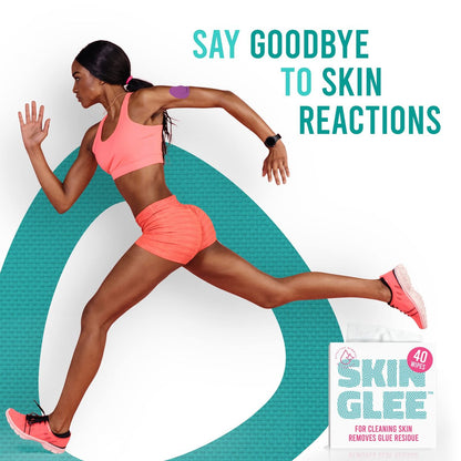 Not Just A Patch Skin Glee Adhesive Remover für die Haut (40er-Pack) – Hypoallergene Alkoholtücher für CGM-Geräte, Verbände, Stomapflaster und Klebstoffe – Sanfter, tragbarer Hautreiniger