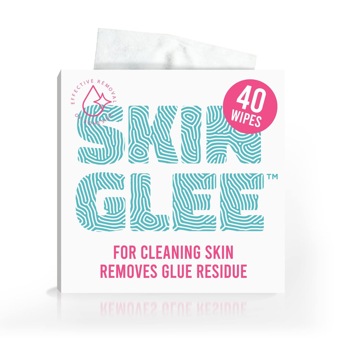 Not Just A Patch Skin Glee Adhesive Remover für die Haut (40er-Pack) – Hypoallergene Alkoholtücher für CGM-Geräte, Verbände, Stomapflaster und Klebstoffe – Sanfter, tragbarer Hautreiniger