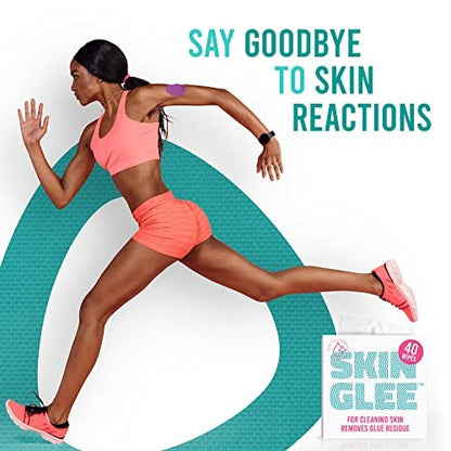 Not Just A Patch Skin Glee Adhesive Remover für die Haut (40er-Pack) – Hypoallergene Alkoholtücher für CGM-Geräte, Verbände, Stomapflaster und Klebstoffe – Sanfter, tragbarer Hautreiniger
