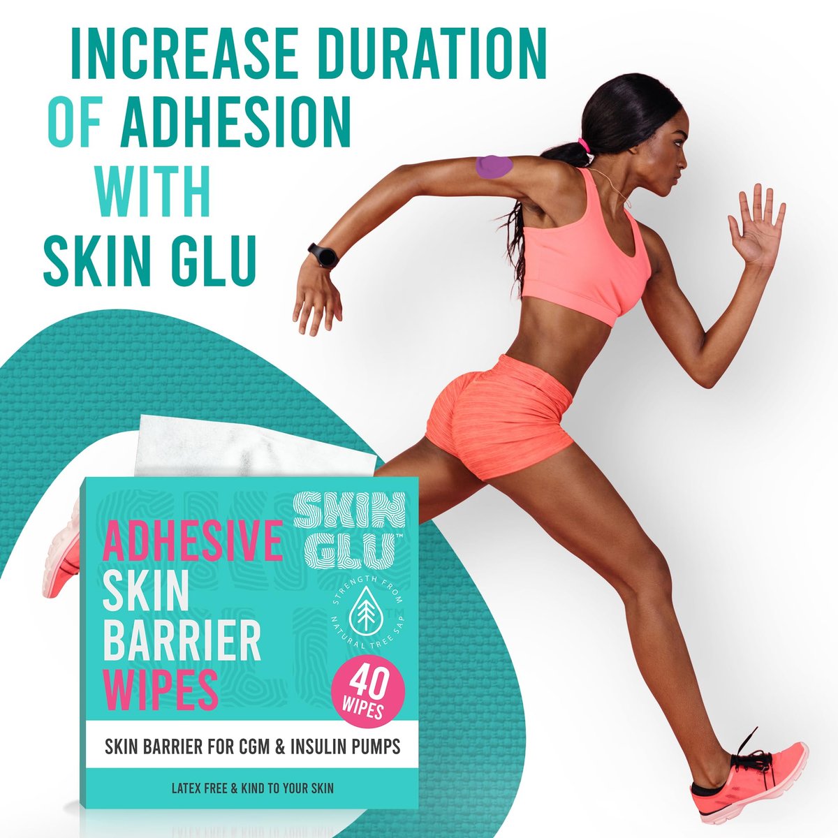 Not Just A Patch Skin Glee Adhesive Remover für die Haut (40er-Pack) – Hypoallergene Alkoholtücher für CGM-Geräte, Verbände, Stomapflaster und Klebstoffe – Sanfter, tragbarer Hautreiniger