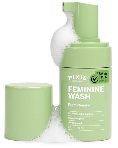 Pixie Feminin Waschschaum – Sanfte Reinigung mit natürlichen Inhaltsstoffen für Menstruationstassen und -scheiben, pH-ausgeglichen & pflanzlich, 2,5 fl oz