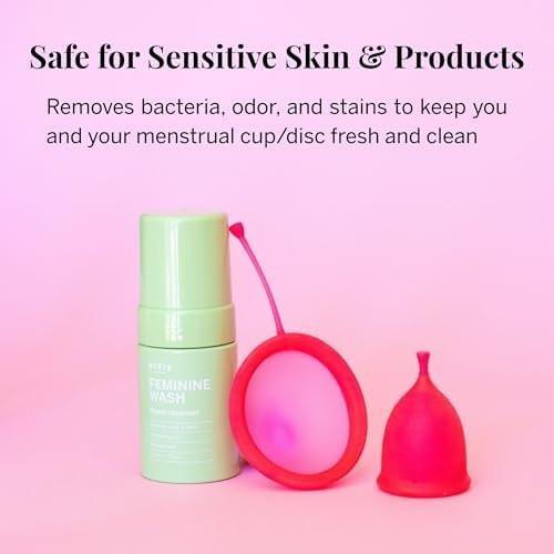 Pixie Feminin Waschschaum – Sanfte Reinigung mit natürlichen Inhaltsstoffen für Menstruationstassen und -scheiben, pH-ausgeglichen & pflanzlich, 2,5 fl oz