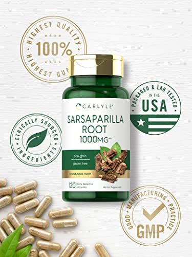 Carlyle Sarsaparilla-Wurzelextrakt Nahrungsergänzungsmittel | 120 Kapseln | Traditionelle Kräuterformel | Nicht-GVO, Glutenfrei