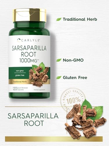 Carlyle Sarsaparilla-Wurzelextrakt Nahrungsergänzungsmittel | 120 Kapseln | Traditionelle Kräuterformel | Nicht-GVO, Glutenfrei