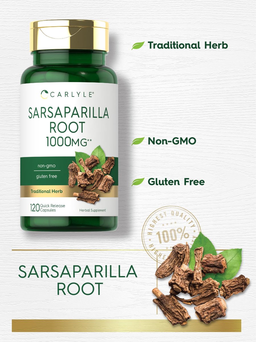 Carlyle Sarsaparilla-Wurzelextrakt Nahrungsergänzungsmittel | 120 Kapseln | Traditionelle Kräuterformel | Nicht-GVO, Glutenfrei