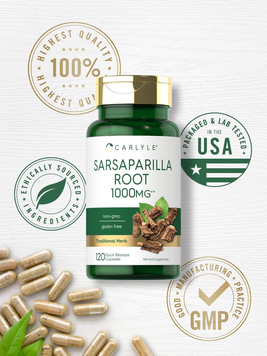 Carlyle Sarsaparilla-Wurzelextrakt Nahrungsergänzungsmittel | 120 Kapseln | Traditionelle Kräuterformel | Nicht-GVO, Glutenfrei