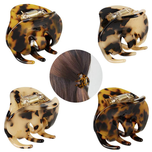 4er-Pack 2,1 Zoll Haarspangen Schildpatt Celluloseacetat Haarklammern Medium Französisches Design Leopardenmuster Haarstyling Accessoires für Frauen und Mädchen
