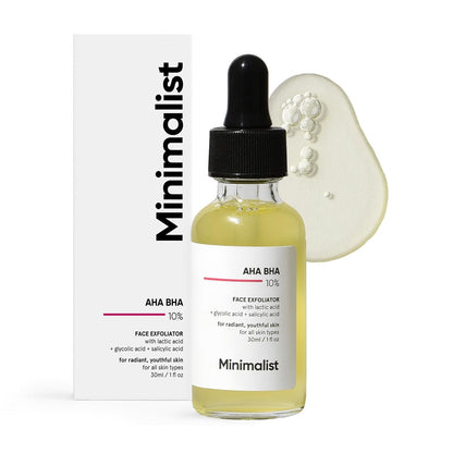 Minimalist Daily Exfoliator AHA BHA 10% Gesichtsserum für Anfänger | Sanfte Exfoliation ohne Austrocknen für strahlende, jugendliche Haut | Gegen ungleichmäßigen Hautton | Für Frauen & Männer | 30 ml