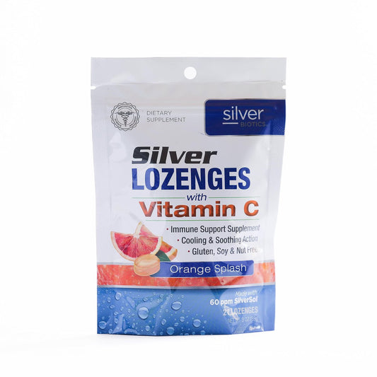 Silver Biotics Kolloidale Silber-Lutschtabletten | 60 ppm SilberSol Ag₄O₄ Technologie | Immununterstützung + Halsberuhigung | Orange mit Vitamin C | 21 Stück