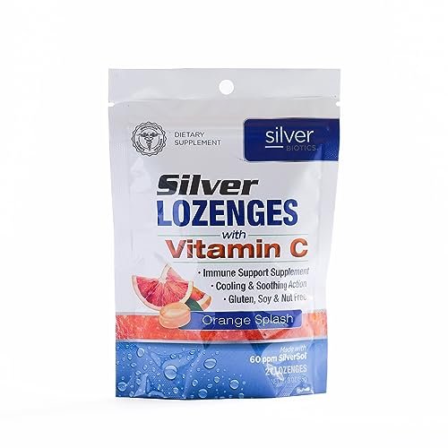 Silver Biotics Kolloidale Silber-Lutschtabletten | 60 ppm SilberSol Ag₄O₄ Technologie | Immununterstützung + Halsberuhigung | Orange mit Vitamin C | 21 Stück