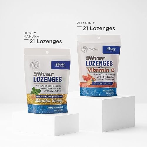 Silver Biotics Kolloidale Silber-Lutschtabletten | 60 ppm SilberSol Ag₄O₄ Technologie | Immununterstützung + Halsberuhigung | Orange mit Vitamin C | 21 Stück