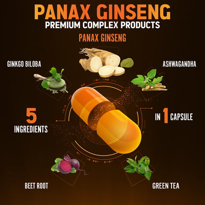 Zolotus Korean Red Panax Ginseng + Ginkgo Biloba, Ashwagandha, Rote Bete, Grüner Tee – 120 Kapseln für 2 Monate