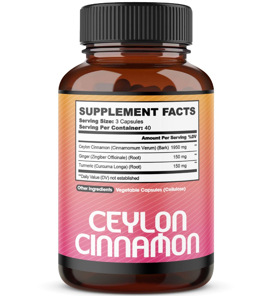 Ceylon-Zimt Kapseln mit Ingwerwurzel & Kurkuma Curcumin – 120 vegane Kapseln