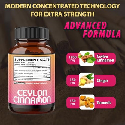 Ceylon-Zimt Kapseln mit Ingwerwurzel & Kurkuma Curcumin – 120 vegane Kapseln