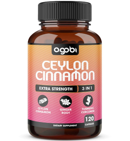 Ceylon-Zimt Kapseln mit Ingwerwurzel & Kurkuma Curcumin – 120 vegane Kapseln