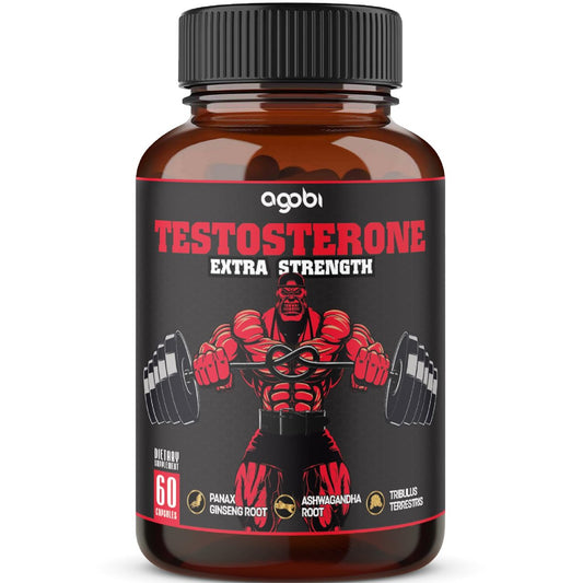 Testosteron Booster für Männer mit Ashwagandha, Tribulus, Ginseng & mehr - 11 Kräuter - Kraftunterstützung - 60 vegane Kapseln, 1 Monatsvorrat