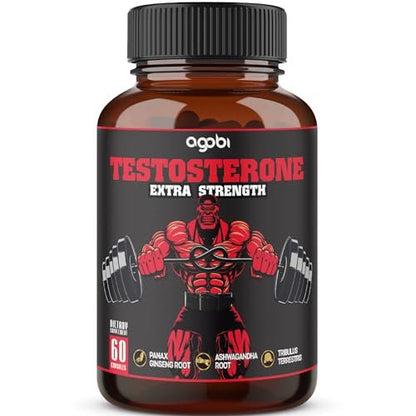 Testosteron Booster für Männer mit Ashwagandha, Tribulus, Ginseng & mehr - 11 Kräuter - Kraftunterstützung - 60 vegane Kapseln, 1 Monatsvorrat