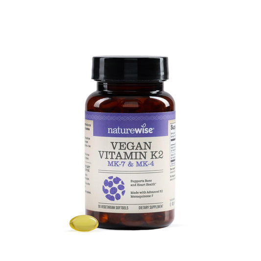 NatureWise Vitamin K2 600mcg Nahrungsergänzungsmittel mit MK-7 100mcg & MK-4 500mcg - Verbesserte bioverfügbare Formel - K-Komplex für Knochen- und Herzgesundheit - Vegan, Glutenfrei, Nicht-GVO - 90 Softgels [3-Monatsvorrat]