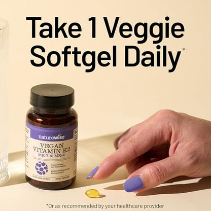 NatureWise Vitamin K2 600mcg Supplement mit MK-7 100mcg & MK-4 500mcg - verbesserte bioverfügbare Formel - K-Komplex für Knochen- und Herzgesundheit - vegan, glutenfrei, ohne Gentechnik - 180 Weichkapseln (6-Monats-Vorrat)