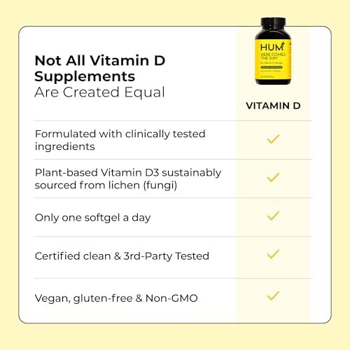 HUM Here Comes The Sun Immununterstützung mit Vitamin D für Männer und Frauen – 30 Kapseln für ein gesundes Immunsystem und starke Knochen