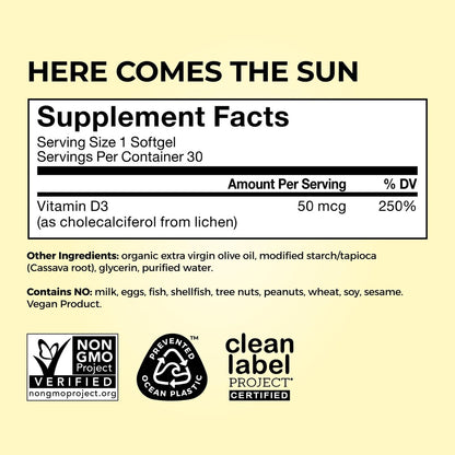 HUM Here Comes The Sun Immununterstützung mit Vitamin D für Männer und Frauen – 30 Kapseln für ein gesundes Immunsystem und starke Knochen