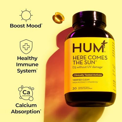 HUM Here Comes The Sun Immununterstützung mit Vitamin D für Männer und Frauen – 30 Kapseln für ein gesundes Immunsystem und starke Knochen