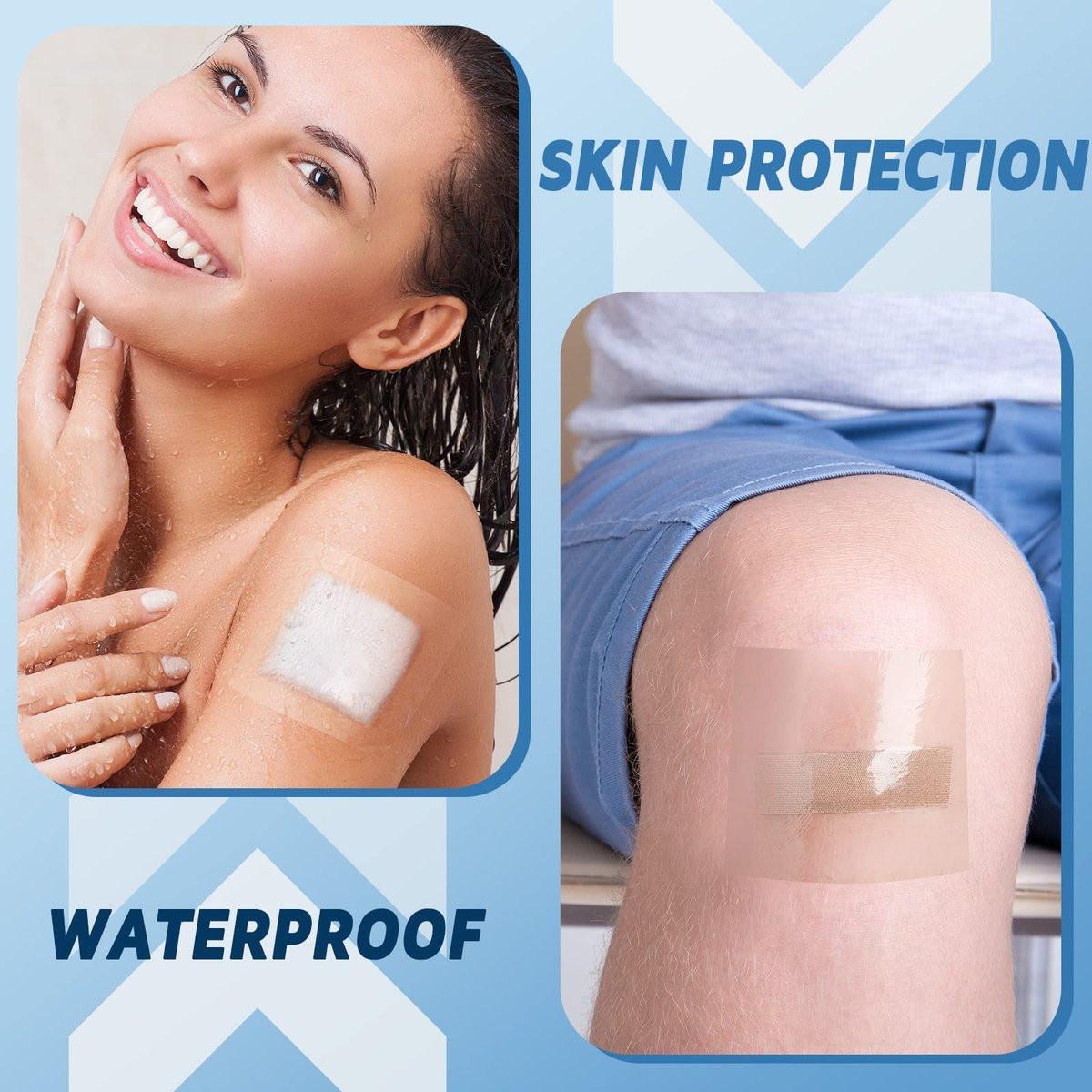 Transparente Wundversorgung Pflaster wasserdicht – Klare Klebebandagen, Dehnbares Tape für Tattoos & Schwimmen (2 x 394 Zoll)