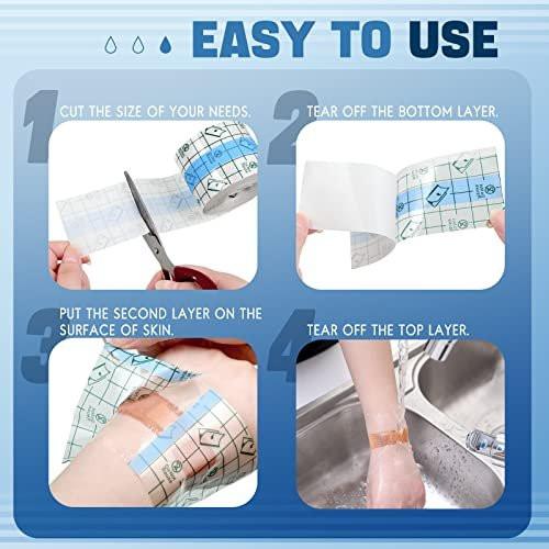 Transparente Wundversorgung Pflaster wasserdicht – Klare Klebebandagen, Dehnbares Tape für Tattoos & Schwimmen (2 x 394 Zoll)