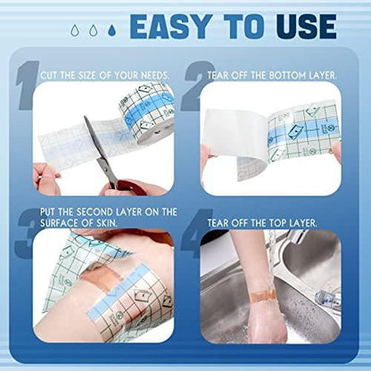 Transparente Wundversorgung Pflaster wasserdicht – Klare Klebebandagen, Dehnbares Tape für Tattoos & Schwimmen (2 x 394 Zoll)
