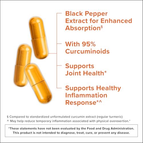 Qunol Curcumin 2250 mg mit schwarzem Pfeffer-Extrakt – 90 Kapseln, unterstützt gesunde Entzündungsreaktion und Gelenkgesundheit, vegetarisch