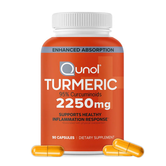 Qunol Curcumin 2250 mg mit schwarzem Pfeffer-Extrakt – 90 Kapseln, unterstützt gesunde Entzündungsreaktion und Gelenkgesundheit, vegetarisch
