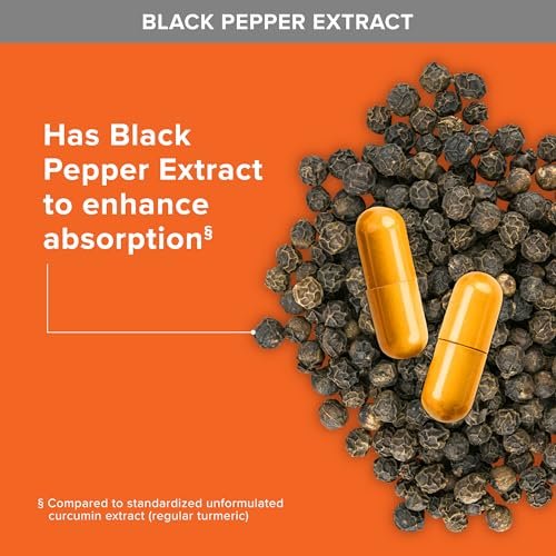 Qunol Curcumin 2250 mg mit schwarzem Pfeffer-Extrakt – 90 Kapseln, unterstützt gesunde Entzündungsreaktion und Gelenkgesundheit, vegetarisch