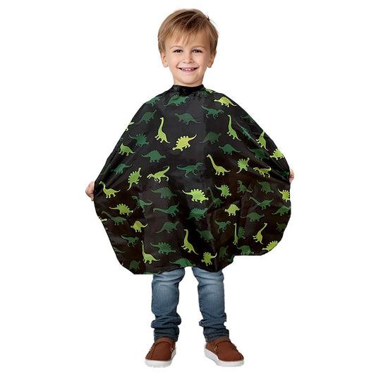 Dinosaur Kinderhaarschneide-Umhang für Jungen – Haarschneide-Umhang für Kinder, verstellbarer Hals mit Kunststoff-Schnappverschlüssen, Polyester