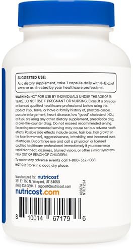 Nutricost DHEA 25 mg, 240 Kapseln – Glutenfrei, Sojafrei, Non-GMO, Nahrungsergänzungsmittel