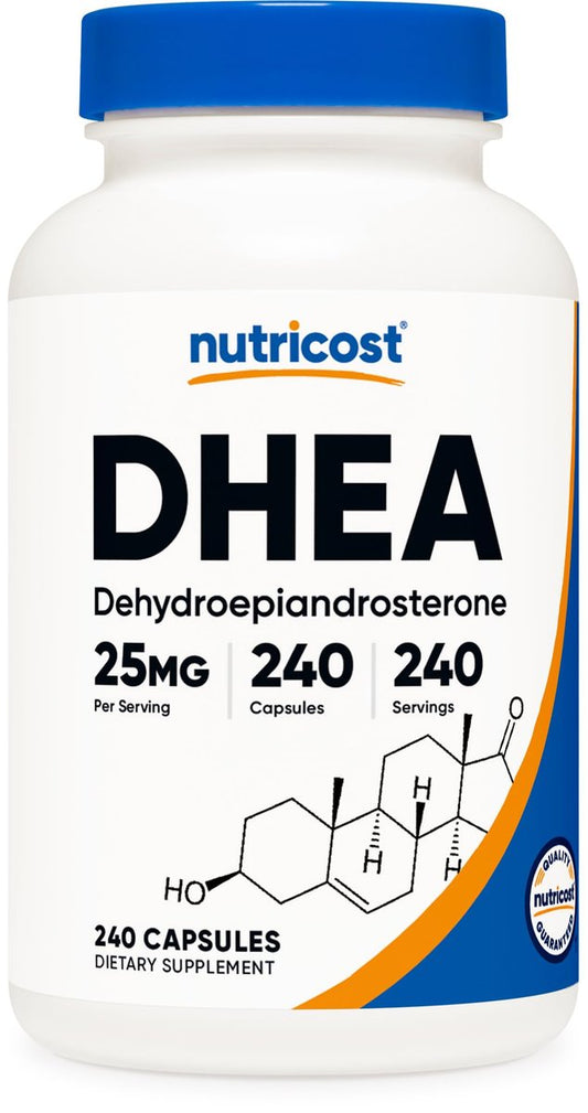 Nutricost DHEA 25 mg, 240 Kapseln – Glutenfrei, Sojafrei, Non-GMO, Nahrungsergänzungsmittel