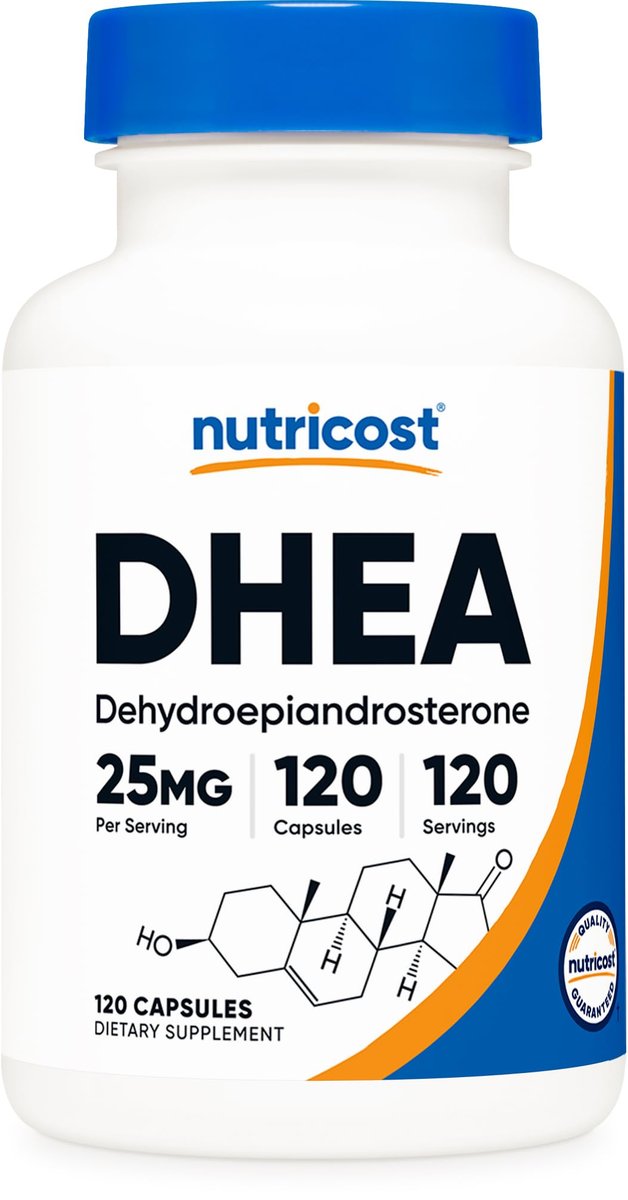 Nutricost DHEA 25 mg – 120 Kapseln, Glutenfrei, Sojafrei, Non-GMO, Nahrungsergänzungsmittel