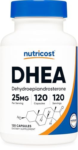 Nutricost DHEA 25 mg – 120 Kapseln, Glutenfrei, Sojafrei, Non-GMO, Nahrungsergänzungsmittel