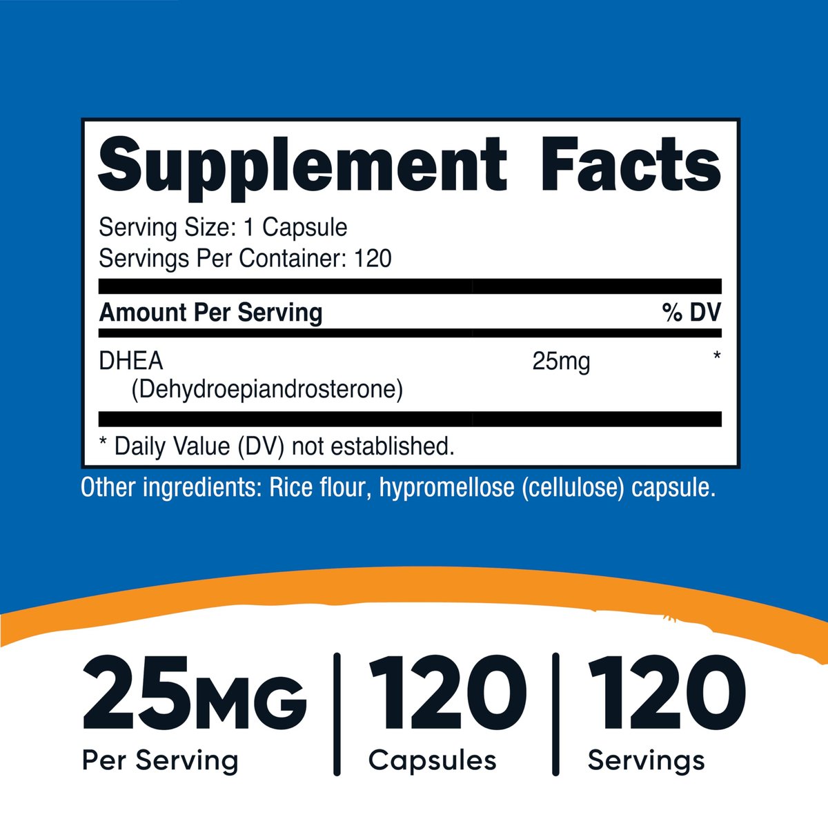 Nutricost DHEA 25 mg – 120 Kapseln, Glutenfrei, Sojafrei, Non-GMO, Nahrungsergänzungsmittel