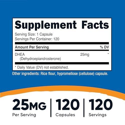 Nutricost DHEA 25 mg – 120 Kapseln, Glutenfrei, Sojafrei, Non-GMO, Nahrungsergänzungsmittel