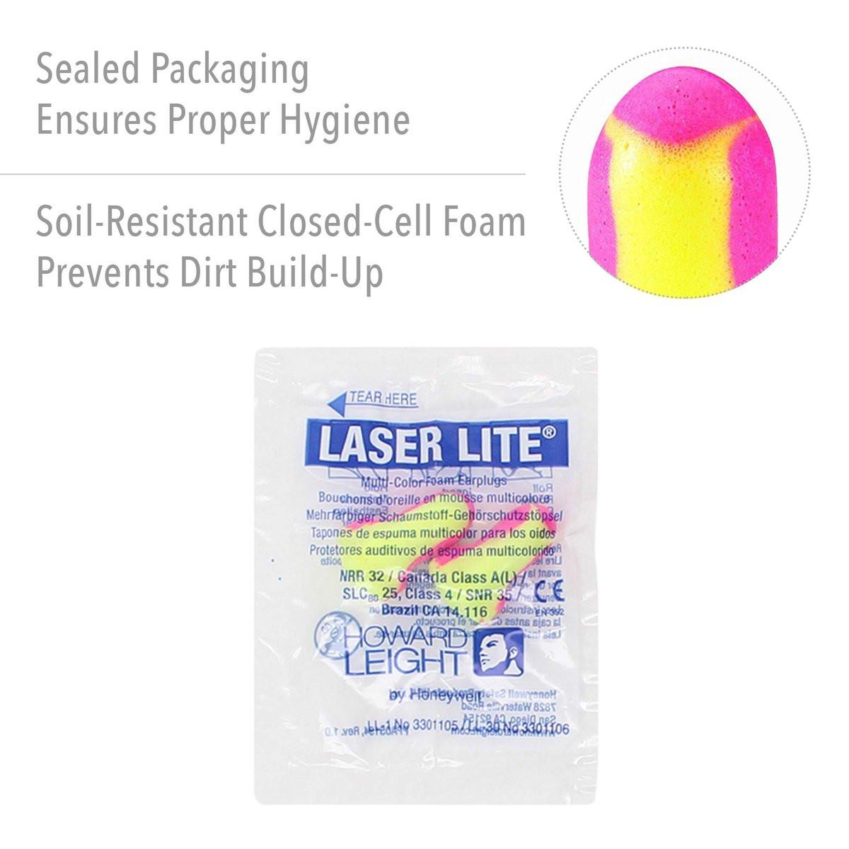 Howard Leight by Honeywell Laser Lite Gehörschutzstöpsel, hochsichtbare Einweg-Ohrstöpsel aus Schaumstoff, 50 Paar, gelb