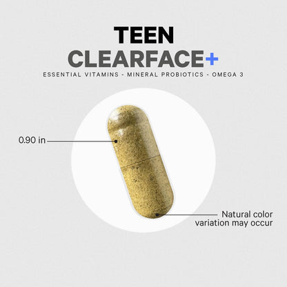 Codeage Teen Clearface – Hautreinigungs-Supplement für Jugendliche mit Vitaminen, Zink, Probiotika und Omega-3 – 60 Kapseln