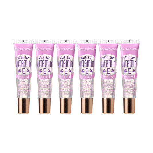 Ruby Kisses Broadway Vita-Lip Klarer Lipgloss (Vitamin E 6er Pack) – Feuchtigkeitsspendende & pflegende Formel mit Multivitamin-Ölen, Hochglanz ohne Kleben, Heilender Lippenbalsam für gesunde Lippen