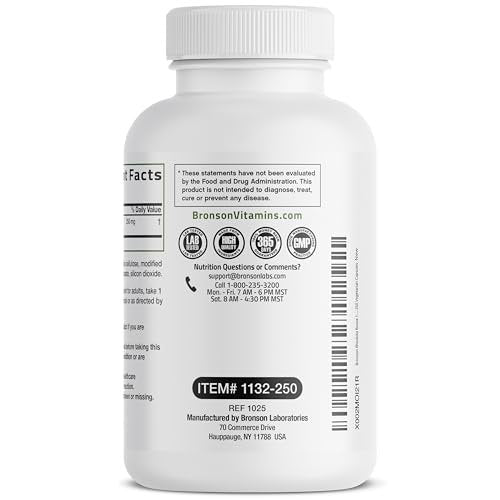 Bronson Rhodiola Rosea Kapseln - Adaptogenes Kraut für Gehirn, Stress & Stimmung - Non-GMO, 250 Stück