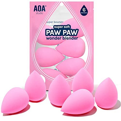 AOA Studio Collection Make-up Schwamm Set – 6 Latexfreie High-Definition Wonder Blender für Foundation, Creme & Flüssigkeiten – Superweiche Beauty Kosmetikschwämme