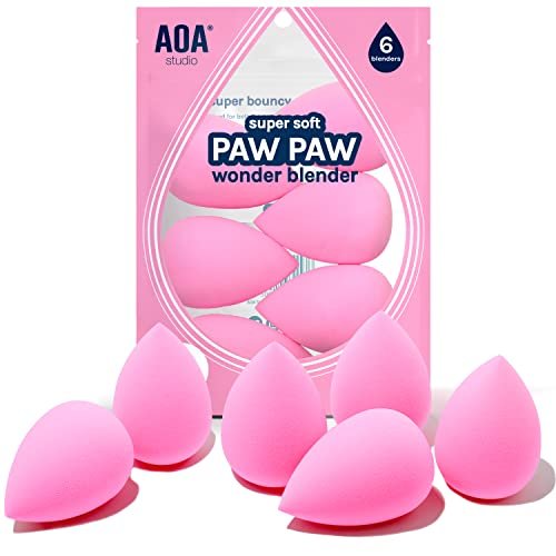 AOA Studio Collection Make-up Schwamm Set – 6 Latexfreie High-Definition Wonder Blender für Foundation, Creme & Flüssigkeiten – Superweiche Beauty Kosmetikschwämme